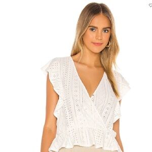 BCBGeneration Surplice Ruffle Sleeve Knit Top - M